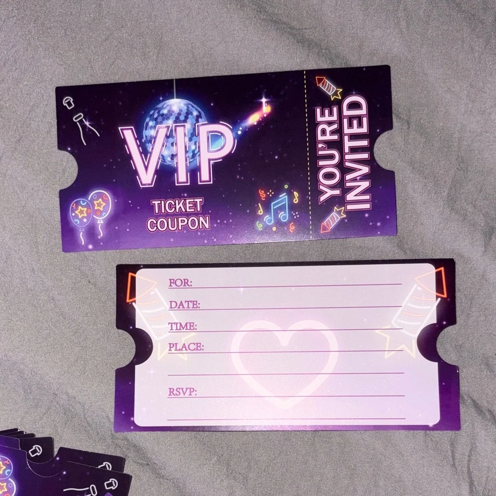 (18) Purple VIP Party Invitation Tickets